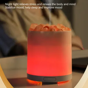 Essential Oil Diffuser Salt Stone Desktop Humidifier with Colorful Night Light for Home Bedroom Office White - 1217230053511-2