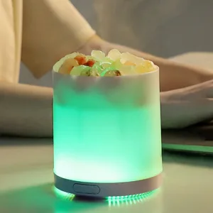 Essential Oil Diffuser Salt Stone Desktop Humidifier with Colorful Night Light for Home Bedroom Office White - 1217230053511-3