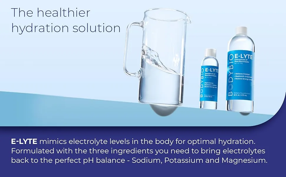 BodyBio E-Lyte 4 fl oz (118 ml) - elyte electrolyte hydration solution health optimal hydration pH balance sodium potassium magnesium