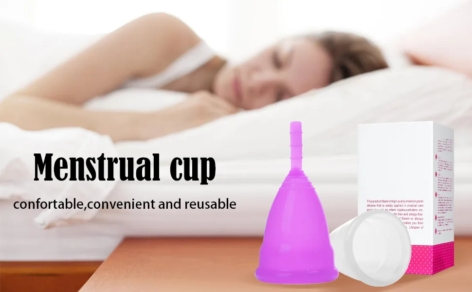 Menstrual cup discreet and hygienic menstrual cap soft flexible reusable (purple-S) - product information 1