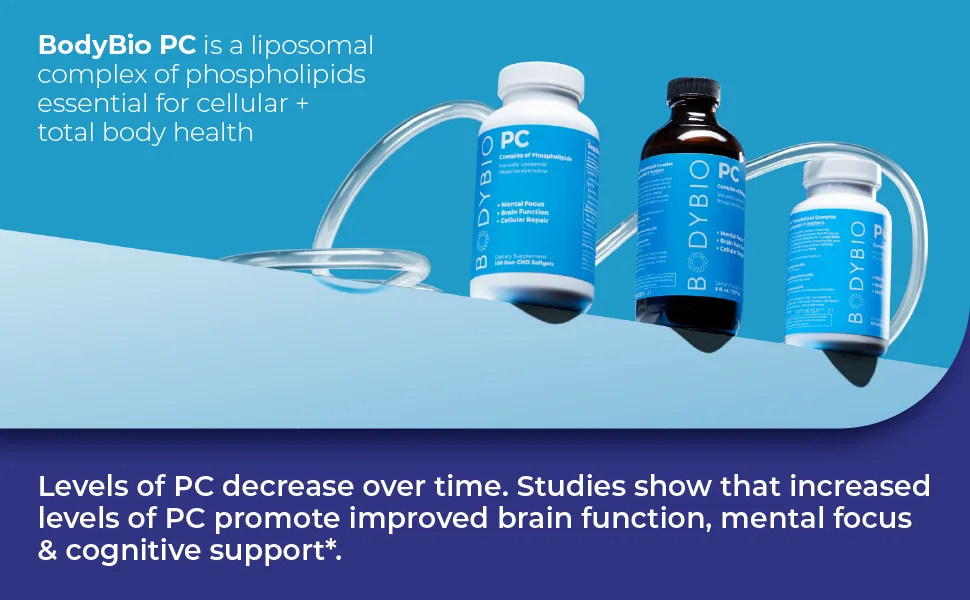 BodyBio PC Liposomal Phospholipid Complex   60 Non-GMO Softgels - PC phosphatidylcholine phosphatidyl choline liposomal phospholipids cell health body brain focus