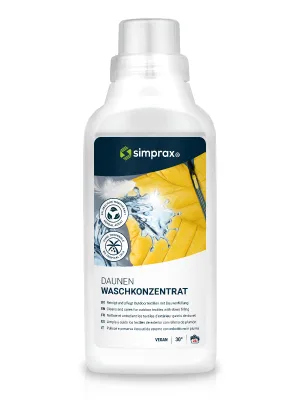 Simprax down washing concentrate/detergent for voluminous down and feathers - GOTS APPROVED - Down jacket |Daunend cke |Down sleeping bag - without residue washable - without palm oil - 500ml (liquid) - simprax Daunen-Waschkonzentrat SPDW0500