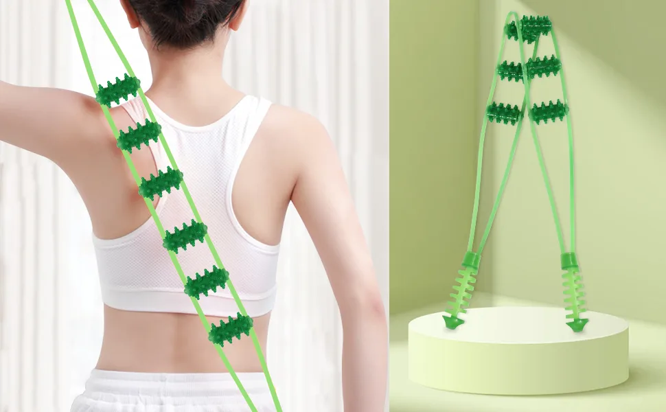 Premium silicone massage scooters with handle massage device silicone back massage device Roller massage device with handle for relaxing depth fabric Suitable for neck legs back body (green) - product information 2