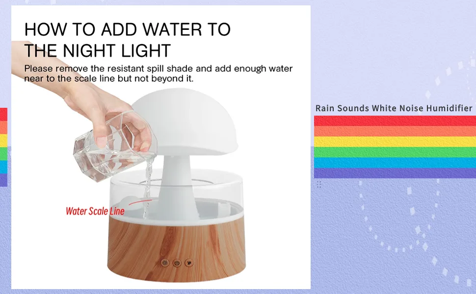Rain cloud humidifier water drops mushroom 7 colors water drops sound essential oil diffuser USB night light aromatherapy rain cloud diffuser for relaxing mood - product information 6
