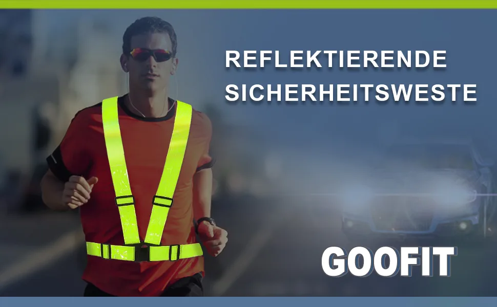 Goofit Reflecting Safety Vest Adjustable High Visibility Vest running vest for cycling jogging hiking motorcycle yellow - product information 1