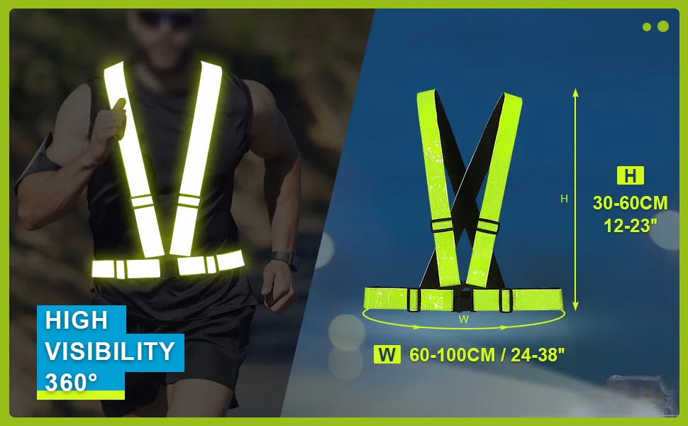 Goofit Reflecting Safety Vest Adjustable High Visibility Vest running vest for cycling jogging hiking motorcycle yellow - product information 7