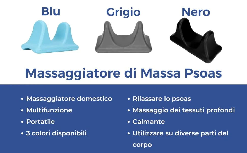 PSOAS mass massager multifunctional portable handy buttock muscle clamping massager mini tool versatile precise compact depth tissue massage stress breakdown (black) - Multifunzionale Portatile Handy Glutei Rilassante Muscolare Massaggiatore Mini Strumento