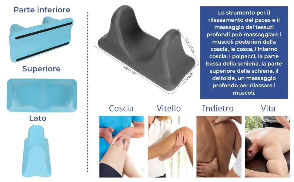 PSOAS mass massager multifunctional portable handy buttock muscle clamping massager mini tool versatile precise compact depth tissue massage stress breakdown (black) - Versatile Preciso Massaggio Profondo dei Tessuti Profondi Sollievo Dallo