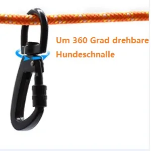 Loqatidi's long dog leash made of reflective nylon comfortable woven handle strong durable lockable hook cord camping line for medium -sized and small dogs only 15m leash / black - 360 degree