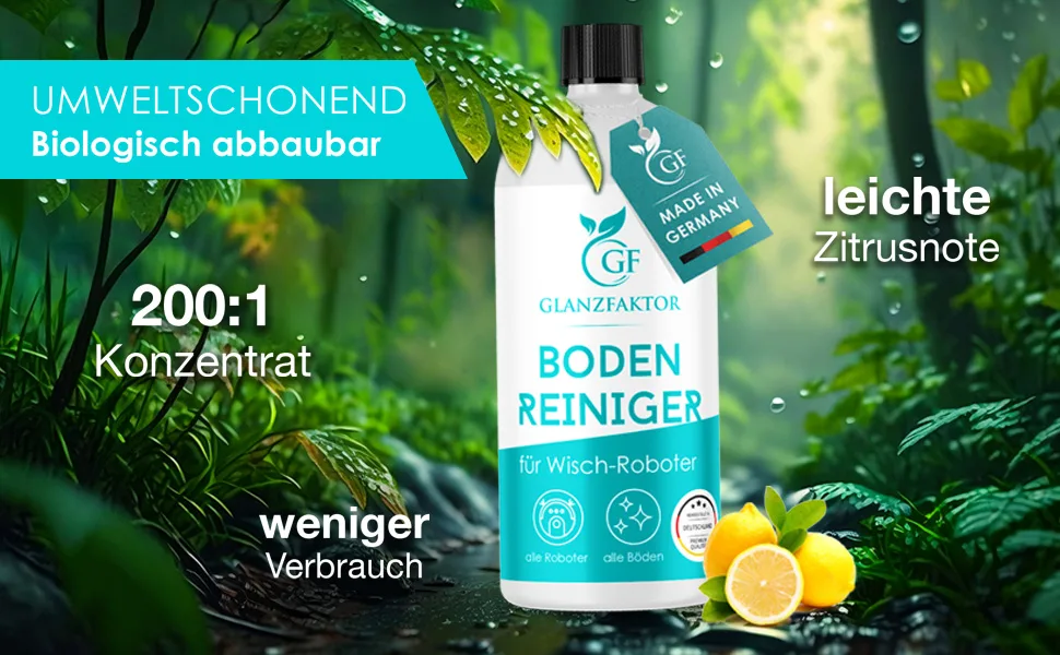 Gloss factor wiping robot cleaning agent 1: 200 concentrate 500ml Strong floor cleaner for moped robots foam arm & strip -free for all surfaces cleaner - EBC-3