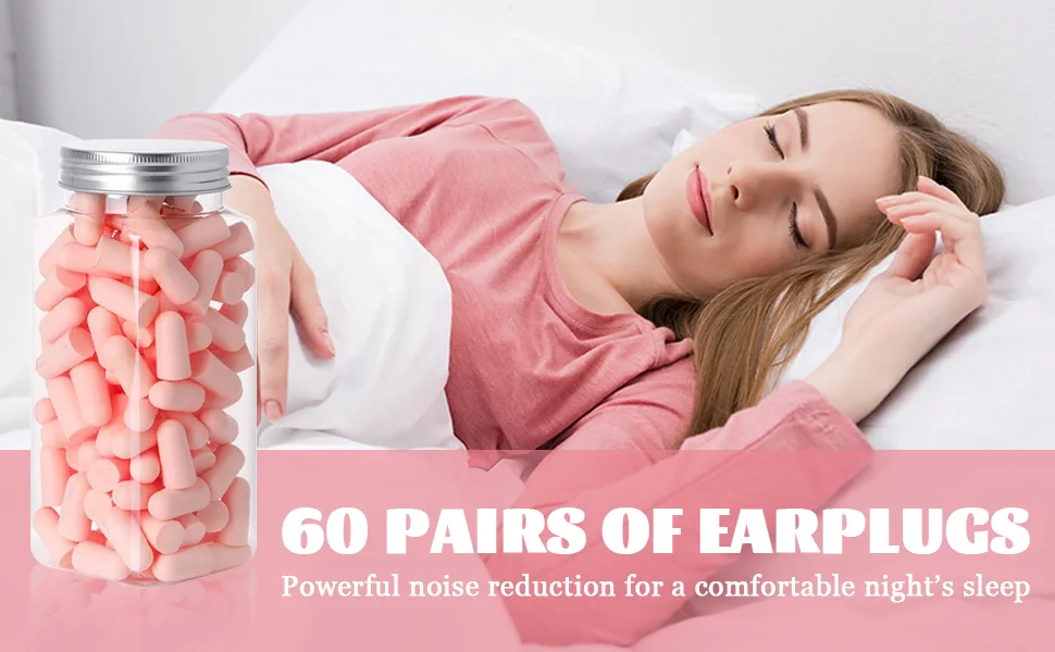 60 pairs of earplugs for sleeping super soft foam earplugs 36 dB highest SNR with aluminum storage box for sleeping snoring construction noise work learning traveling. - product information 1