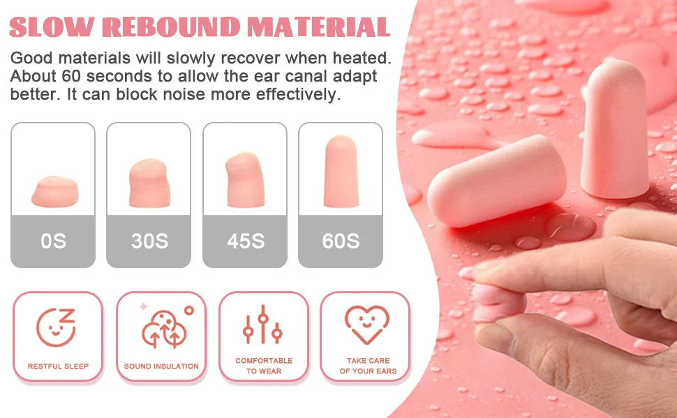 60 pairs of earplugs for sleeping super soft foam earplugs 36 dB highest SNR with aluminum storage box for sleeping snoring construction noise work learning traveling. - product information 2