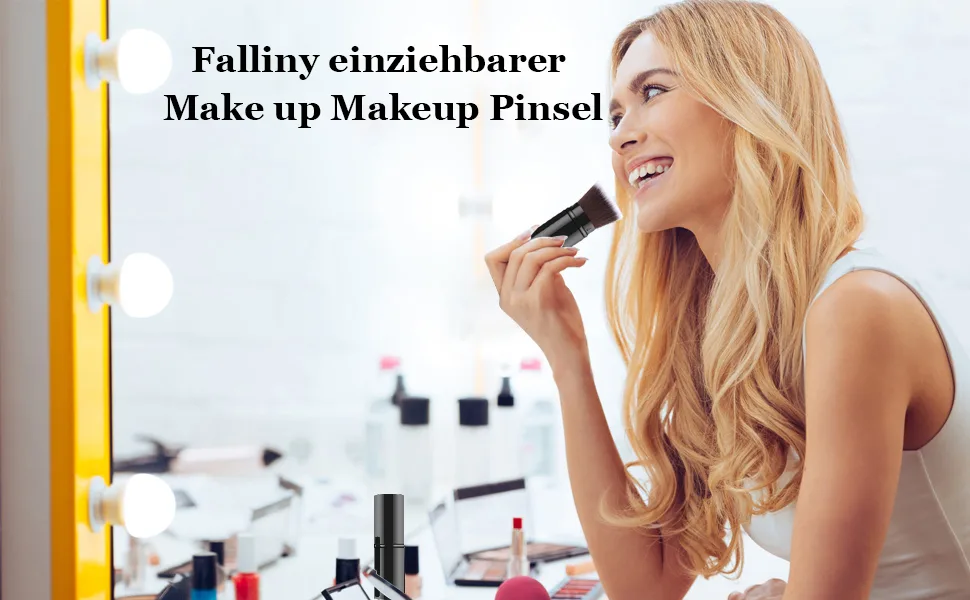 Falliny retractable make-up brush travel kabuki powder foundation brush portable face liquid foundation sun protection brush with cover for mixed fluid bronzer black small - brush