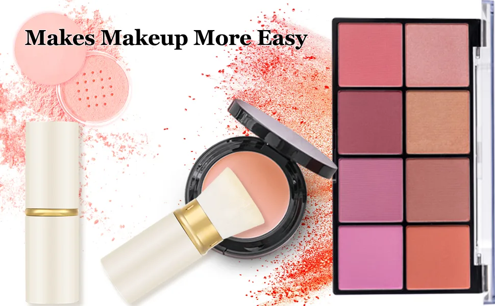 Falliny retractable foundation make-up brush travel kabuki powder brush portable liquid foundation sun protection brush with cover for mixed fluid bronzer white small - MJ-Fa-M-17-N