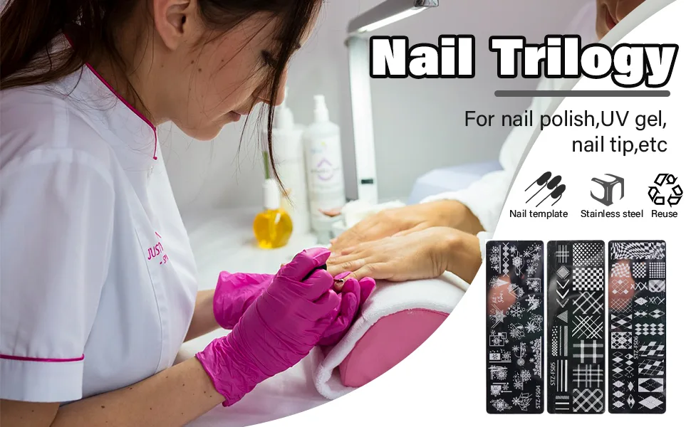 LEEQBCR three-piece nail mold nail stencil nail and sealant unique snowflake and various lattice designs - product information 1