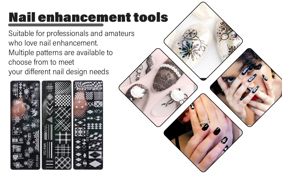 LEEQBCR three-piece nail mold nail stencil nail and sealant unique snowflake and various lattice designs - product information 3