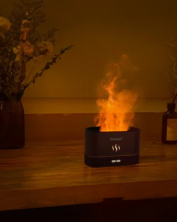 JEEBEL AROMA Diffuser with flames effect ultrasound s bler humidifier fragrance oil diffuser with 2 brightness adjustable & waterless automatic switch -off monochrome light - product information 8