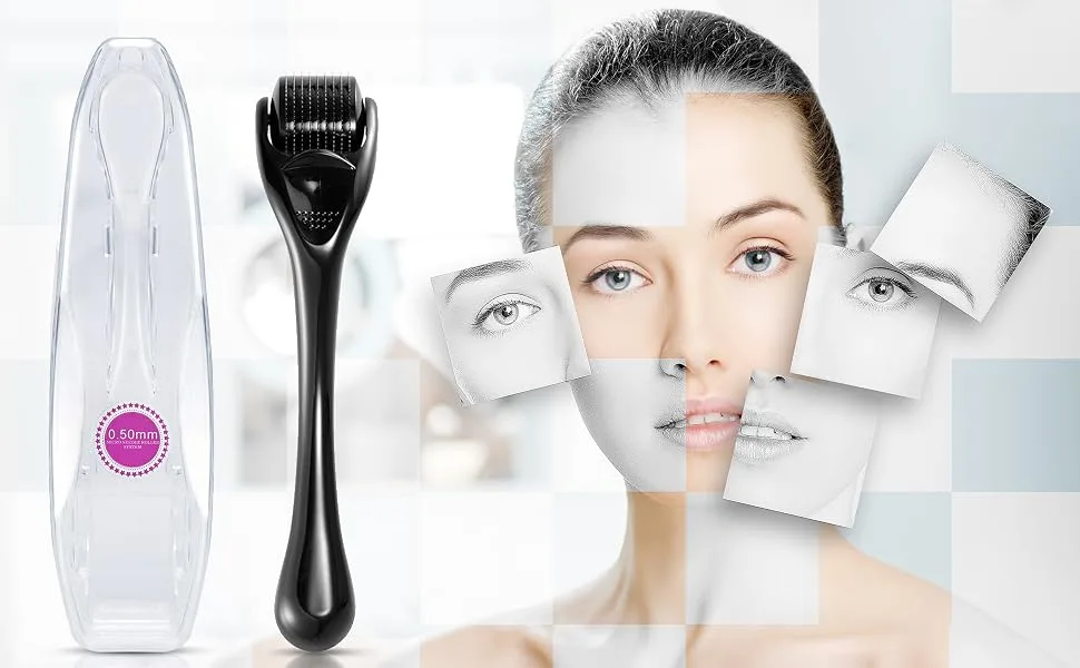 Olakin Dermaroller 0.5mm micronadel roller professional microneedling for internal skin regeneration effective against acne wrinkles stretch marks and hyper-pigmentation - Roller