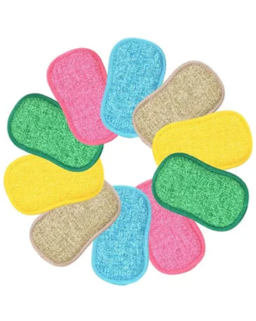 MIS.MOON 10 pieces of kitchen sponge cleaning double-sided microfiber flush reusable sponges for cleaning dishes pot 5 color-10p - product information 7
