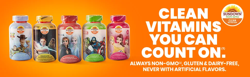 Sundown Naturals Kids Complete Multivitamin Gummies Disney Princess Natural Grape Orange & Cherry Flavors 180 Gummies - unspecified