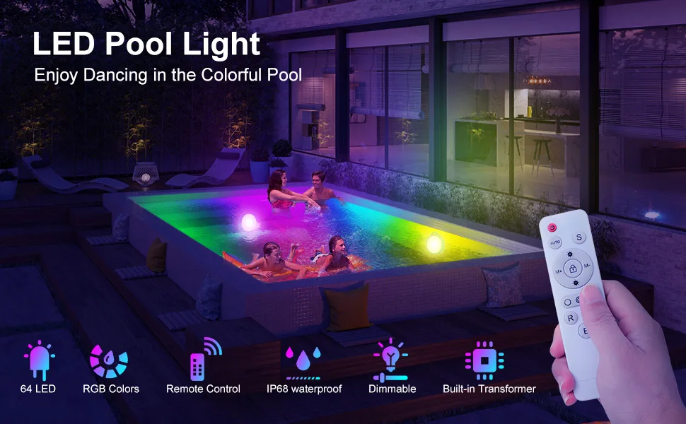 Kimimara LED pool lighting - 10W RGB underwater Pool headlight IP68 Waterproof Dimmable Color -changing POOLL LAMME headlight headlights with magnet for steel wall pool framepool 7m cable - led poolscheinwerfer