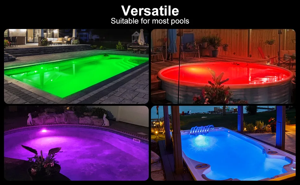 Kimimara LED pool lighting - 10W RGB underwater Pool headlight IP68 Waterproof Dimmable Color -changing POOLL LAMME headlight headlights with magnet for steel wall pool framepool 7m cable - pool led unterwasserbeleuchtung