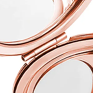 LEEQBCR Pocket Mirror Folding Mirror-Round Double Mirror-Normal + With Magnifying Glass-Personalized Makeup Mirror (Rose Gold) - product information 3