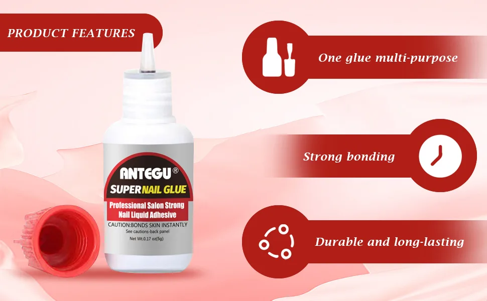 5 pieces 5G nail glue for tips extra strong super glue for artificial nails quickly nail tip glue for professional nail extension artificial nails red - product information 2