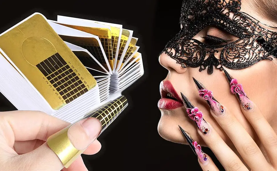 Ilantule nail stencil 120 pieces nail shape guide modeling template self -adhesive extension film modeling template modeling for artificial fingernail - product information 1