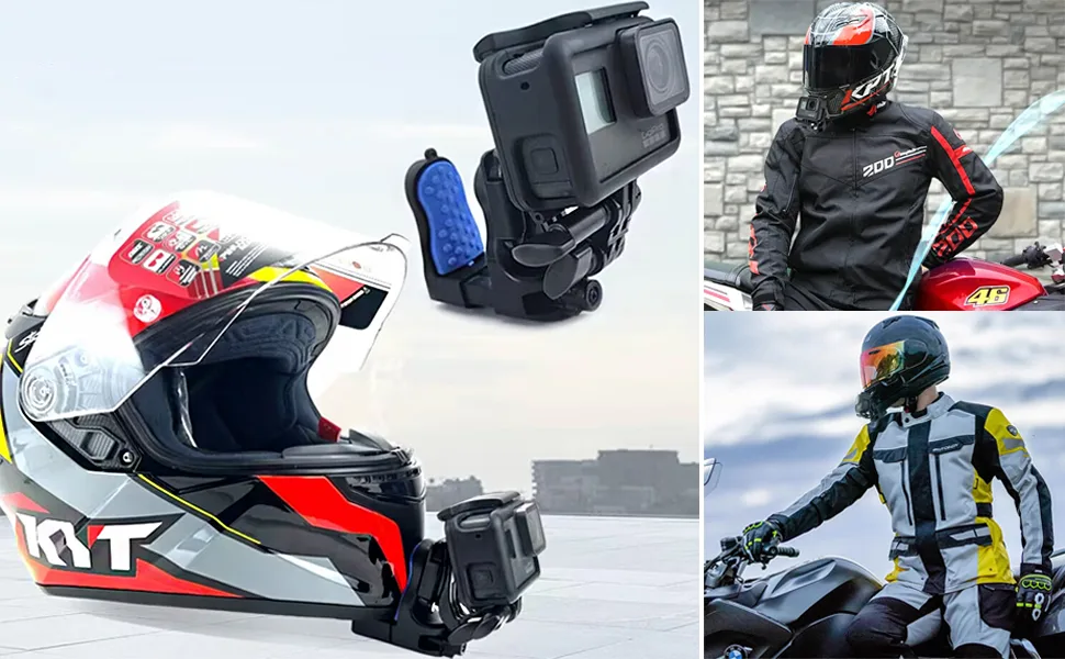 Honbobo helmet bracket motorcycle compatible with GoPro Hero 12 11/Insta360 GO 3/one RS/OSMO Action 4 3 clip-on helmet holder chin holder solid accessories - product information 2