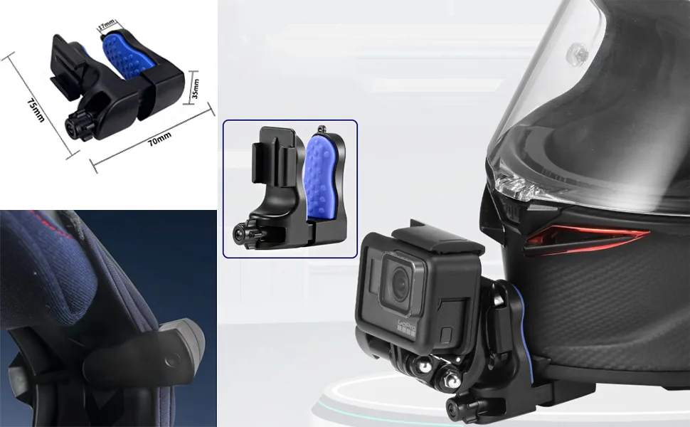 Honbobo helmet bracket motorcycle compatible with GoPro Hero 12 11/Insta360 GO 3/one RS/OSMO Action 4 3 clip-on helmet holder chin holder solid accessories - product information 3