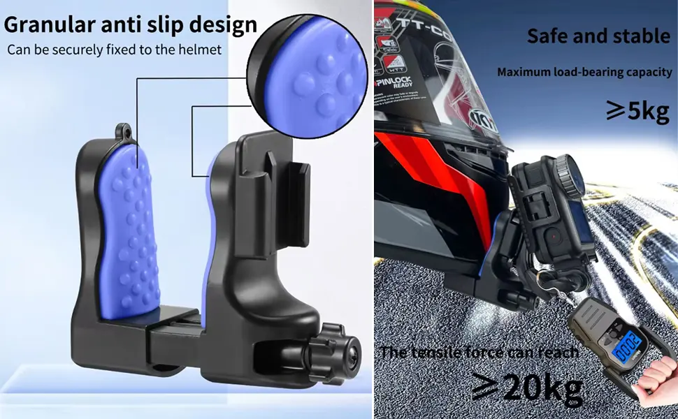 Honbobo helmet bracket motorcycle compatible with GoPro Hero 12 11/Insta360 GO 3/one RS/OSMO Action 4 3 clip-on helmet holder chin holder solid accessories - product information 4