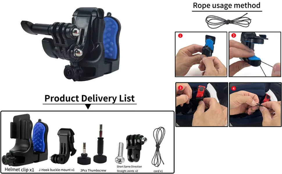Honbobo helmet bracket motorcycle compatible with GoPro Hero 12 11/Insta360 GO 3/one RS/OSMO Action 4 3 clip-on helmet holder chin holder solid accessories - product information 6