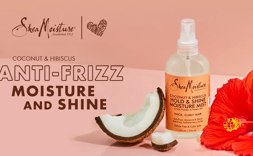 SheaMoisture Hold & Shine Moisture Mist with Silk Protein & Neem Oil Coconut & Hibiscus  8 fl oz (236 ml) - product information 1