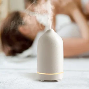 Jesmay aroma diffuser for essential oils 120ml premium humidifier fragrance oil diffuse ceramic room fragrance diffuser bpa-free essential oil diffuser for bedrooms office spa (white) - aroma diffuser für ätherische öle