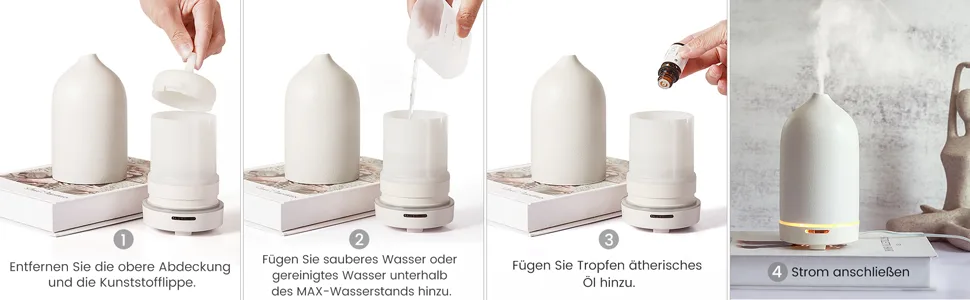Jesmay aroma diffuser for essential oils 120ml premium humidifier fragrance oil diffuse ceramic room fragrance diffuser bpa-free essential oil diffuser for bedrooms office spa (white) - aroma diffuser für ätherische öle