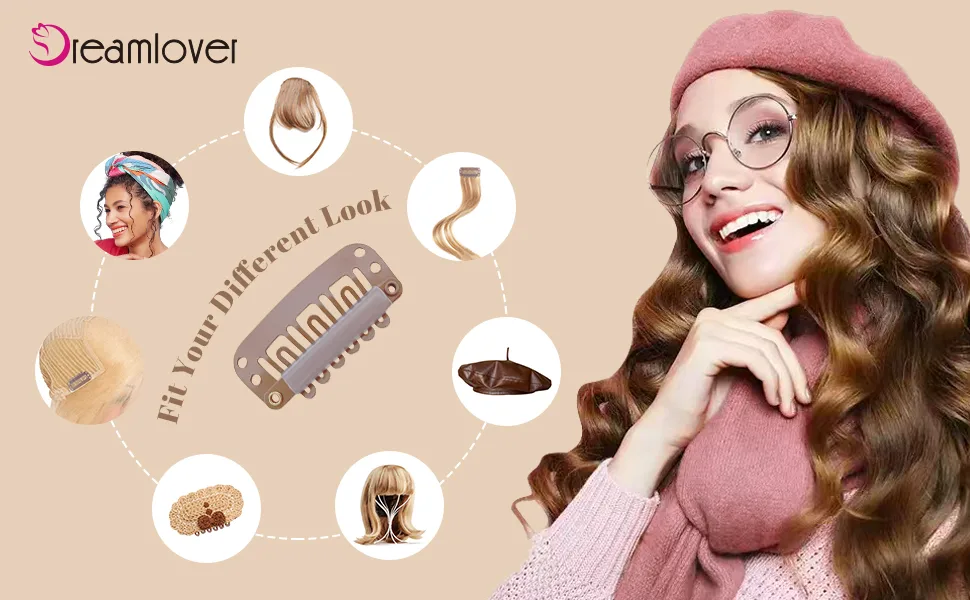 Dreamlover Wig Clips Brown Clips for Extensions Clamps for Wigs 30 Pieces - Dreamlover Perücken Clips Klein