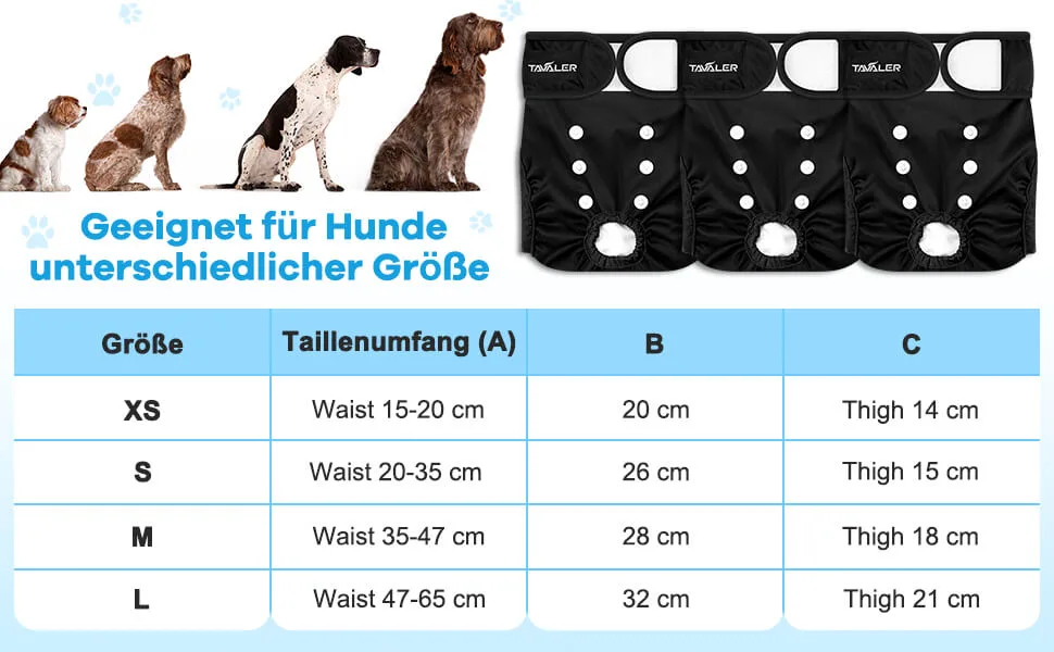 Taval dog diapers for bitches 3 pieces fuse pants for bitches washable and reusable dogs diapers. - product information 3