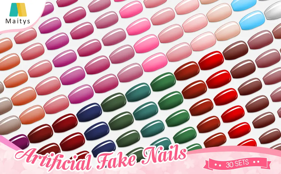 720 pieces 30 sets medium square wrong nails artificial fake nails ballerina coffin on press nails single -colored shiny wrong nails full nails (sweet colors) cute colors - 1 Stück