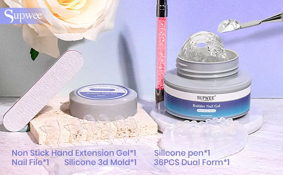 Supwee solid builder gel for nail polish 60g multifunctional clear nail extension gel non-stick-coated hand 3D sculpture builder gel with large capacity 158 - supwee