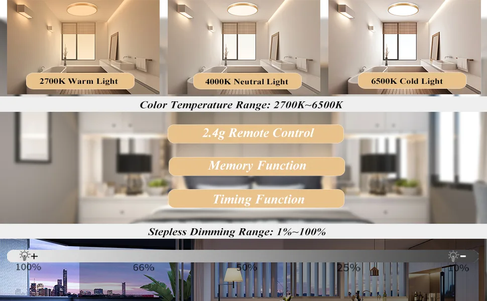 Horevo 30cm Bluetooth ceiling lamp with remote control 24W champagne golden ceiling lamp dimmable and color-changing light with speaker light Suitable for children's room bedchamber gold frame with remote control - product information 2