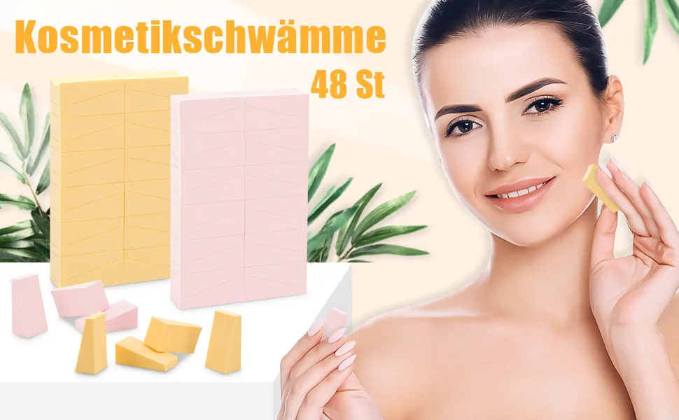 Vesaneae 48 pieces make-up sponge triangle make-up sponge washable make-up sponge wedge face sponge cosmetics sponge makeup sponge small for powder cream liquid - product information 1