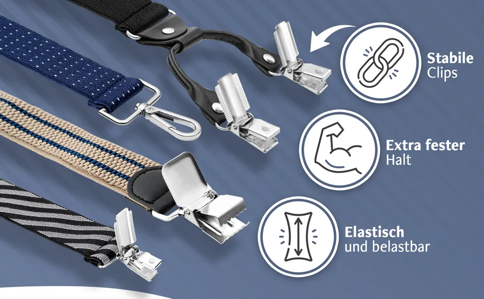 Sencillo Suspenders Men with Strong Clips Y-Shape Dark Blue - Hosenträger Herren