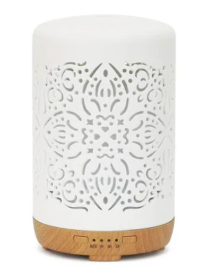 Earnest Living diffusor for essential oils white ceramic diffuser 250 ml timer night light and car-off function home office humidifier aromatherapy diffuser gift ceramic white 250 ml - Essential Oil Diffuser Ceramic Diffuser 250ml Night Lights Home Office Humidifier Aromatherapy