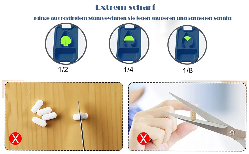 Dyroe tablet divider pill cutters large and small tablets tablet splitter pill divider with tablet storage compartment pills vitamin tablets portable pocket patch shreder greener - product information 6