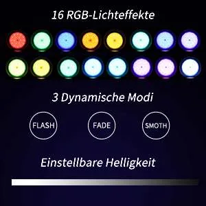 COOLWEST 10W pool lighting with magnet pool lighting LED with 7 m cable pool lighting underwater light with remote control pool lights underwater with 18 LED beads RGB dimmable multiple colors - 16 RGB-Lichteffekte