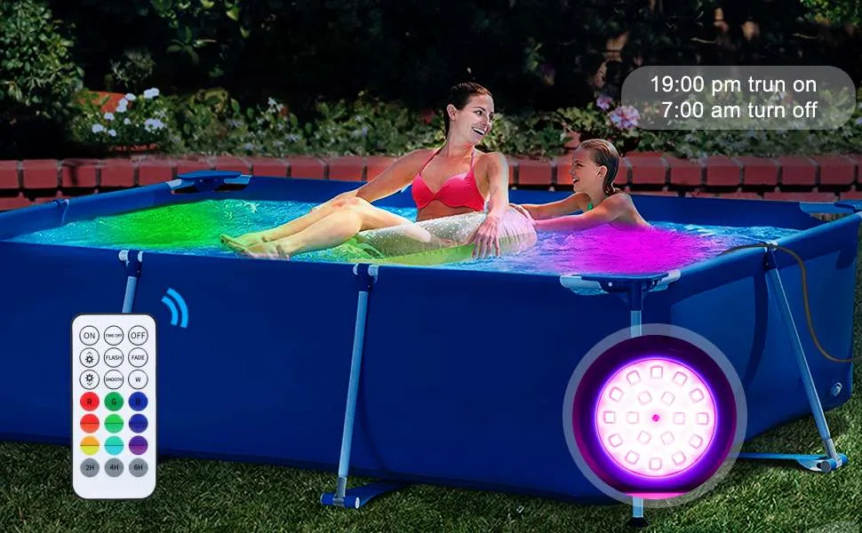 COOLWEST 10W pool lighting with magnet pool lighting LED with 7 m cable pool lighting underwater light with remote control pool lights underwater with 18 LED beads RGB dimmable multiple colors - IP68 100% wasserdicht, poolbeleuchtung unterwasser der neuen Version, vollständig versiegelt