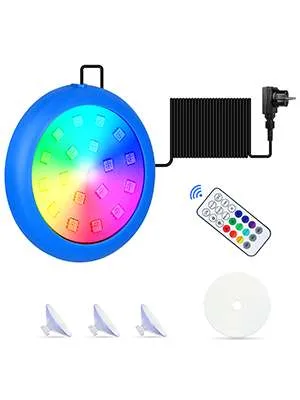 COOLWEST 10W pool lighting with magnet pool lighting LED with 7 m cable pool lighting underwater light with remote control pool lights underwater with 18 LED beads RGB dimmable multiple colors - Upgrade Superstarke Versiegelte Magnete ohne Verkabelung