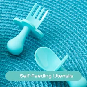 Grabease Stainless Steel Fork Knife & Spoon Set 18m+ Blush 1 Set - Self-Feeding Utensils