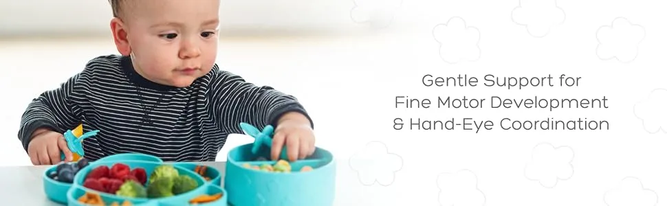 Grabease Stainless Steel Fork Knife & Spoon Set 18m+ Gray 1 Set - Gentle Support for Fine Motor Development & Hand-Eye Coordination